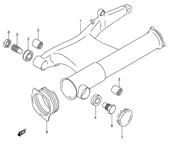 Rear swinging arm