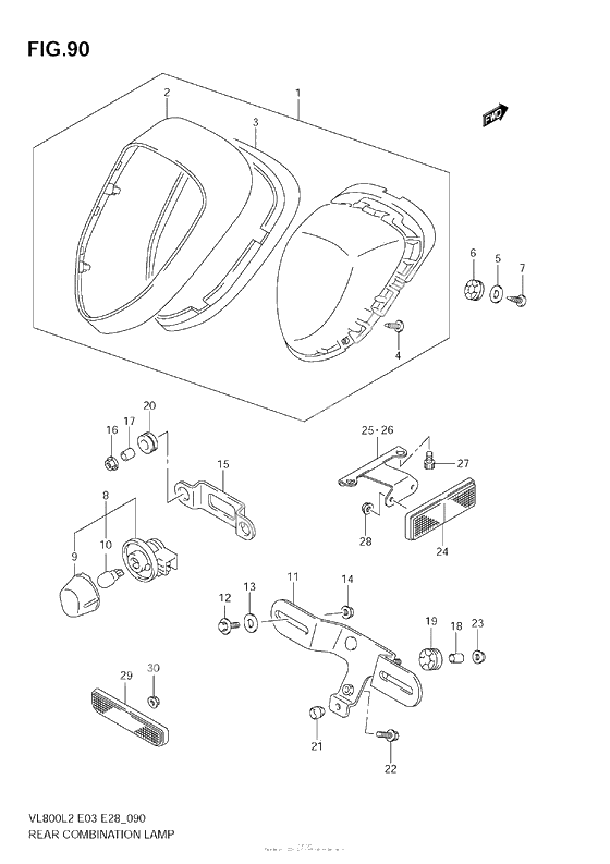 Задний фонарь (Стоп-сигнал) (Vl800 E33)