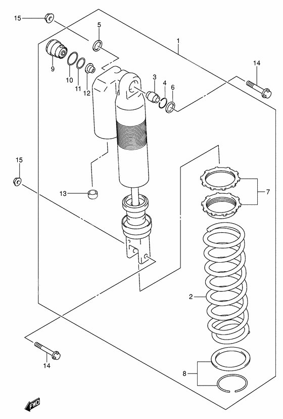 Rear shock absorber              

                  See note