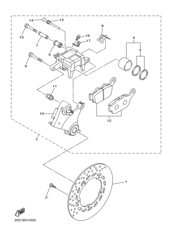 Rear brake caliper