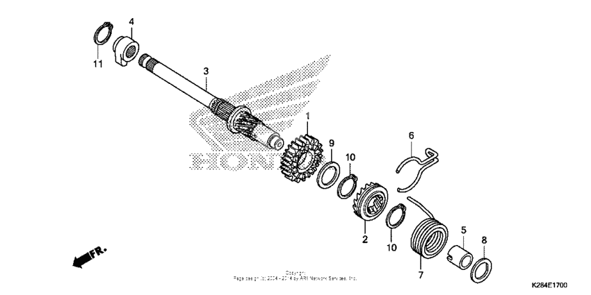 Kick starter spindle