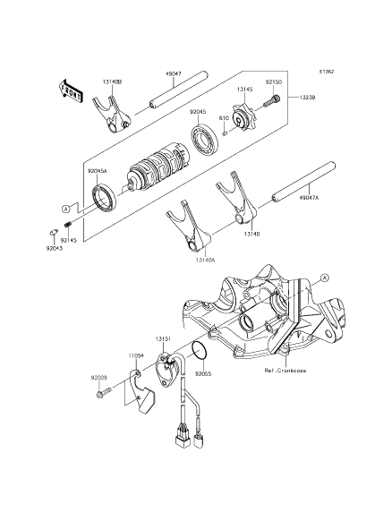 Gear change drum/shift fork(s)