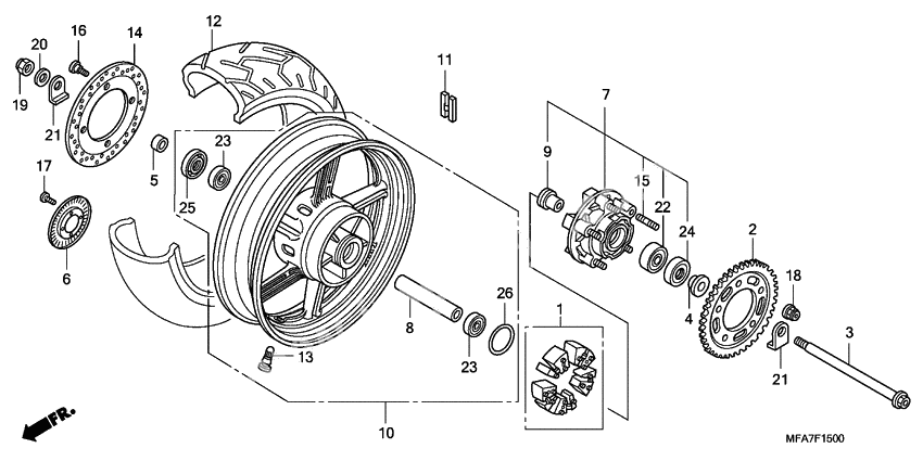 Rear wheel complete assy