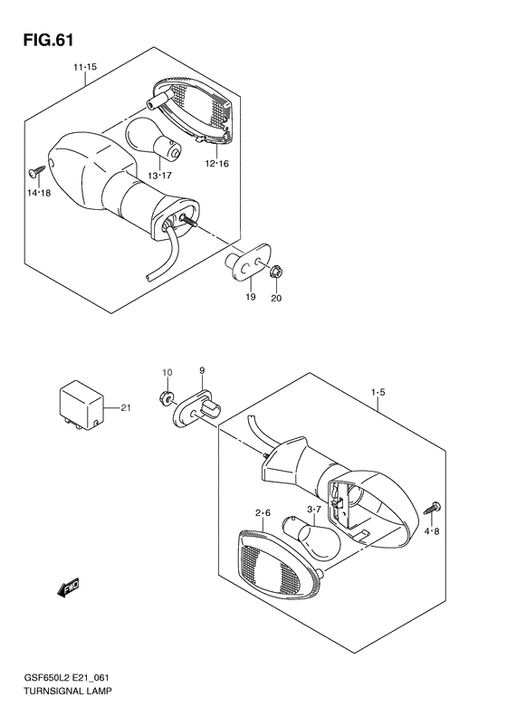 Turnsignal front & rear lamp              

                  Gsf650ual2 e21