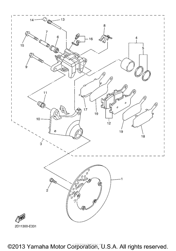 Rear brake caliper