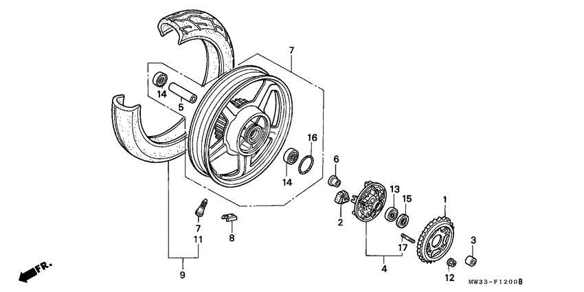 Rear wheel complete assy              

                  CB750