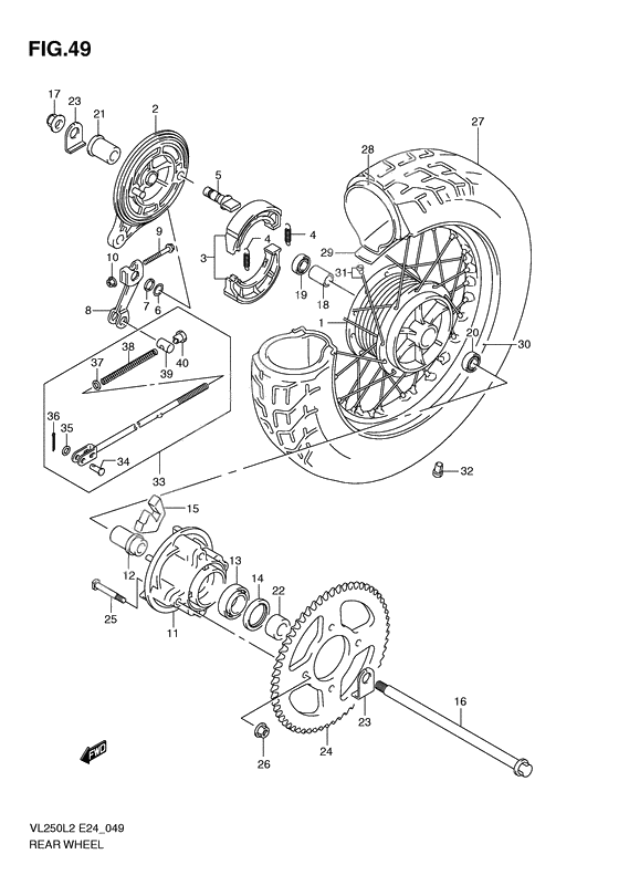 Rear wheel complete assy