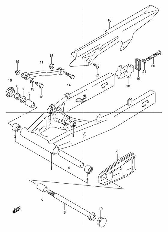 Rear swinging arm