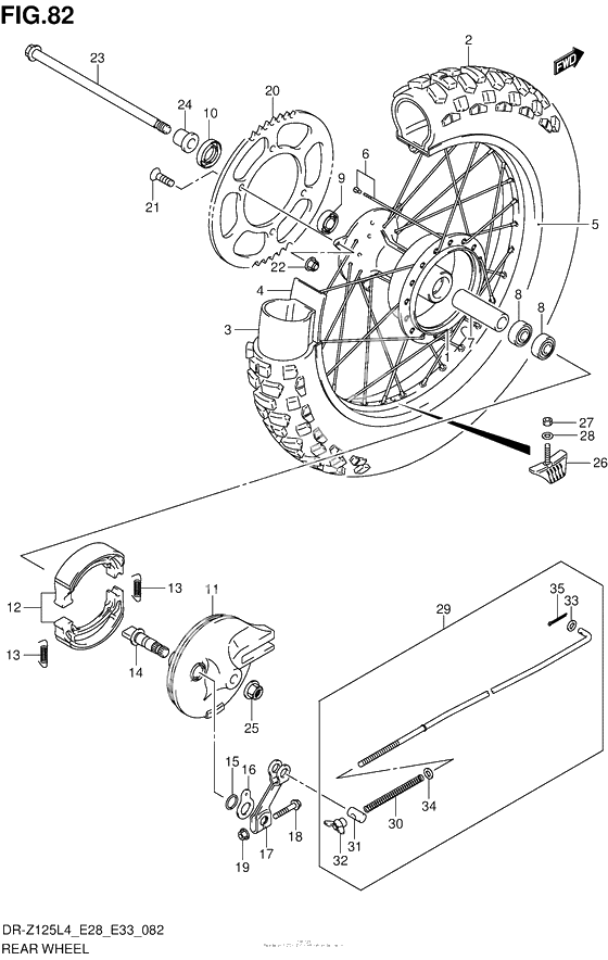 Заднее колесо (Dr-Z125Ll4 E33)