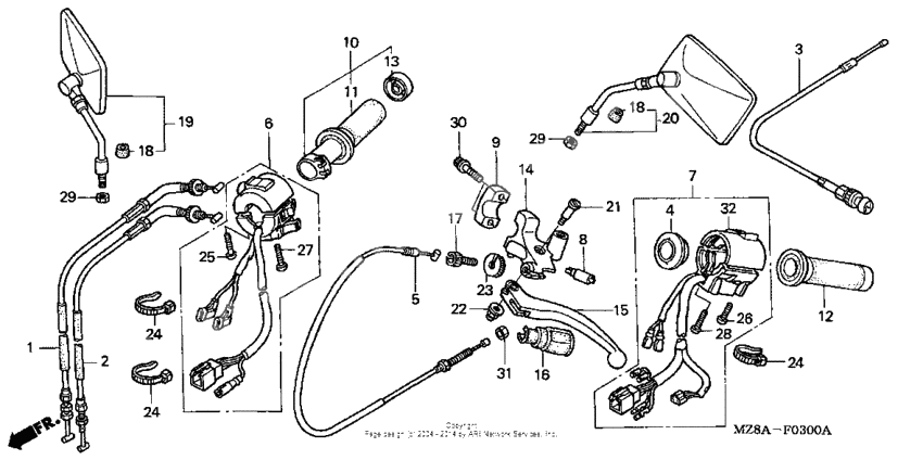 Handle lever + switch + cable