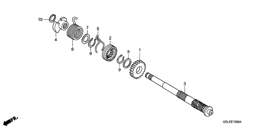 Kick starter spindle