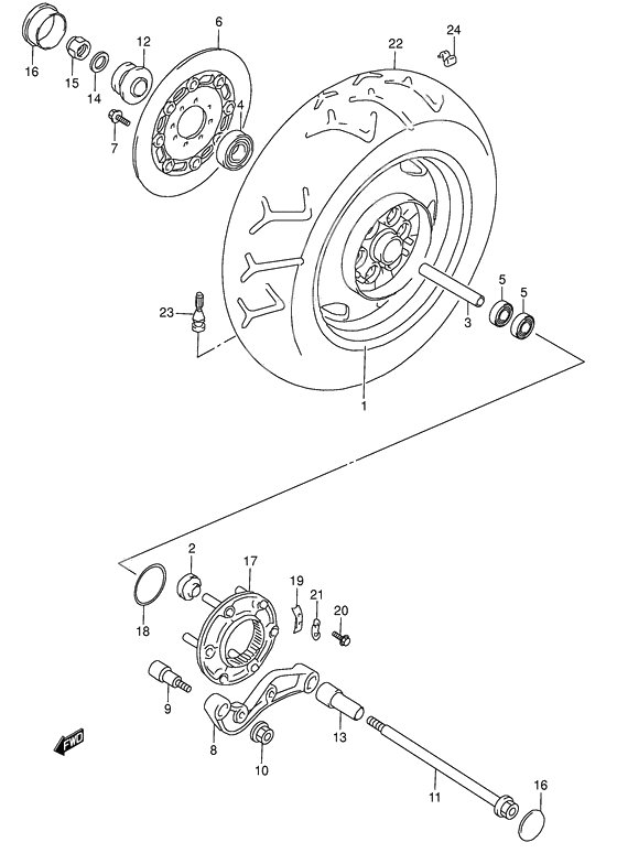 Rear wheel complete assy              

                  Model w/x