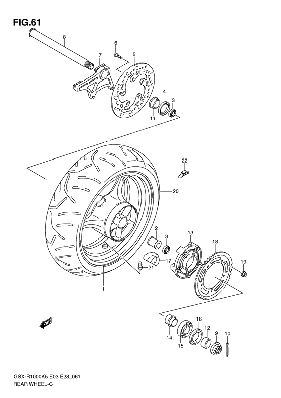 Rear wheel complete assy