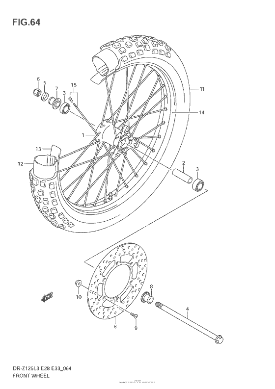 Переднее колесо (Dr-Z125Ll3 E28)