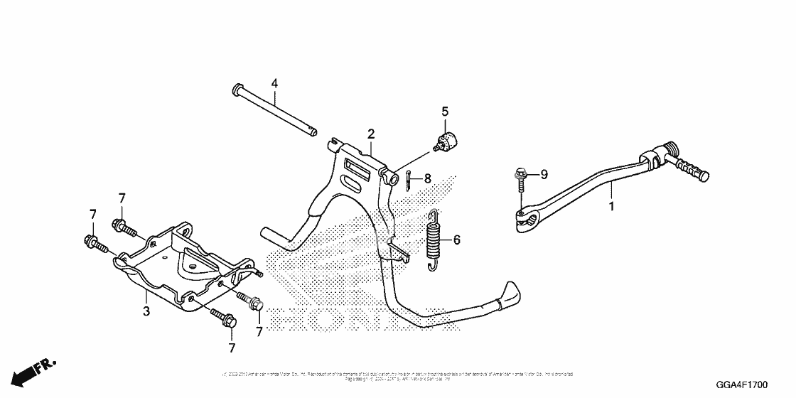 Stand + kick starter arm