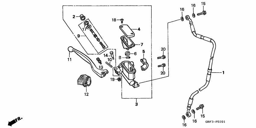 Fr. brake master cylinder              

                  2