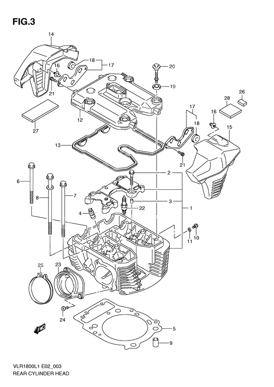 Rear cylinder head