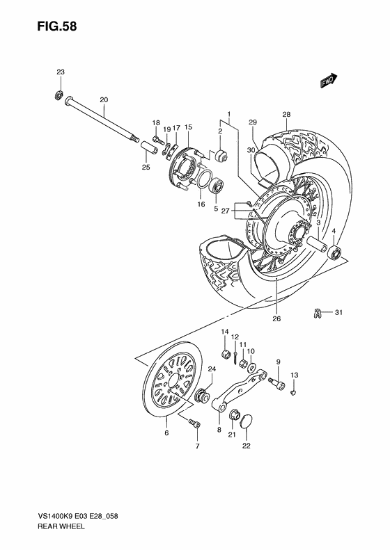 Rear wheel complete assy