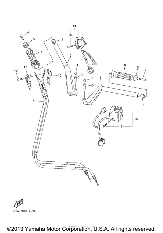 Steering handle cable