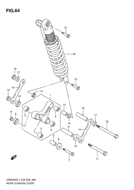 Rear cushion lever              

                  Dr650sel1 e28