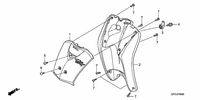 Front cover/leg shield
