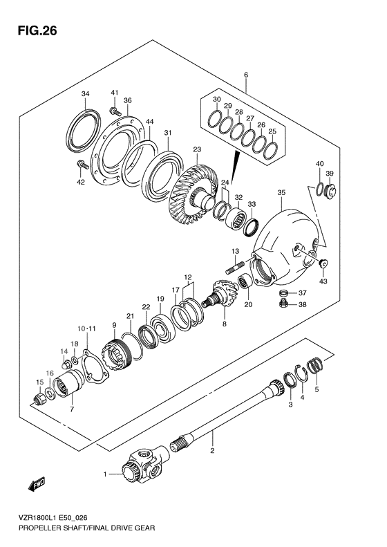 Propeller shaft/final drive gear