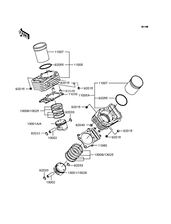 Cylinder/piston