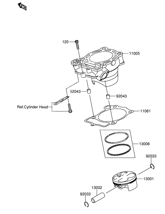 Cylinder/piston