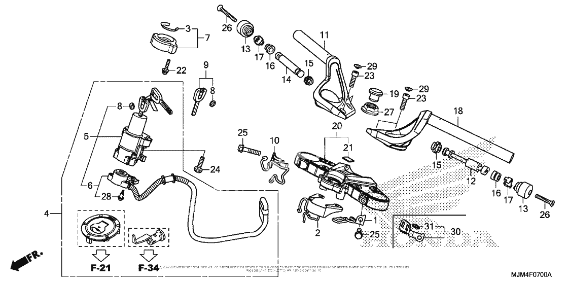 Верхняя траверса & Клипон руля