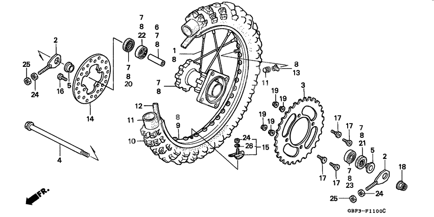 Rear wheel complete assy