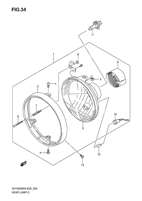 Headlamp              

                  Sv1000 e2/e19 sv1000u1/u2 e19