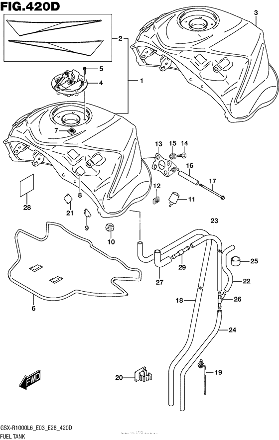 Топливный бак (Gsx-R1000Al6 E28)