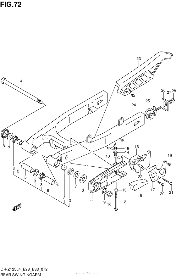 Задний рычаг (Маятник) (Dr-Z125Ll4 E28)