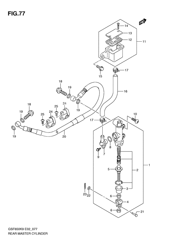Rear master cylinder              

                  Gsf650k9/sk9/suk9/uk9/l0/sl0/sul0/ul0