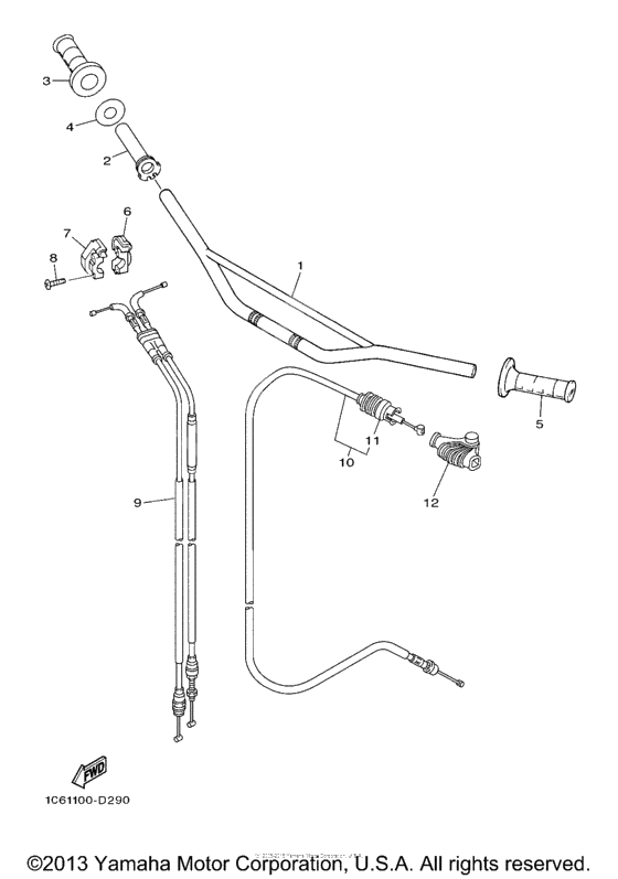 Steering handle cable
