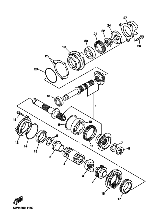 Middle drive gear