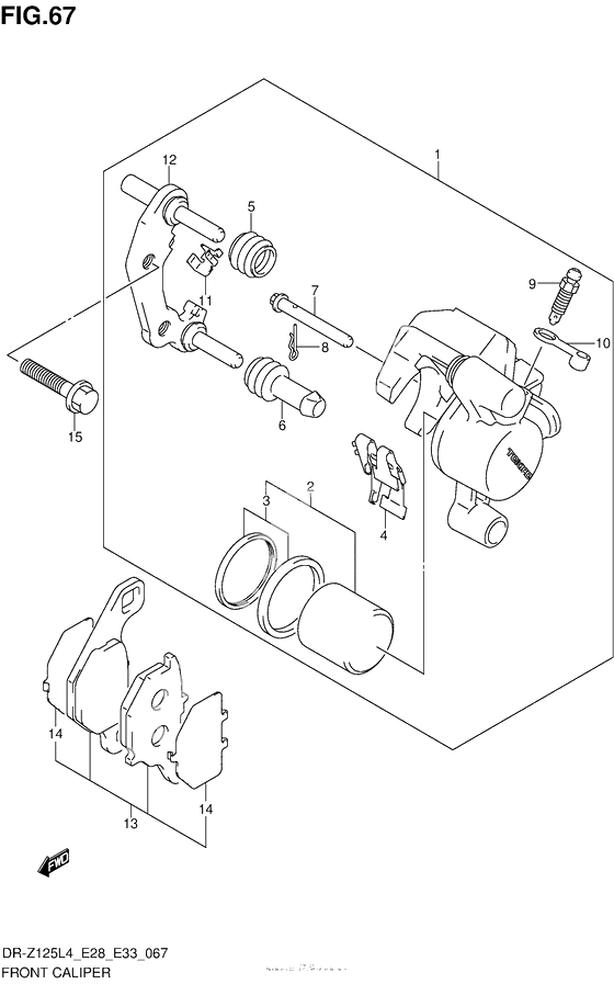 Передний тормозной суппорт (Dr-Z125Ll4 E33)