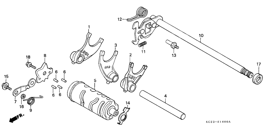 Shift drum/shift fork
