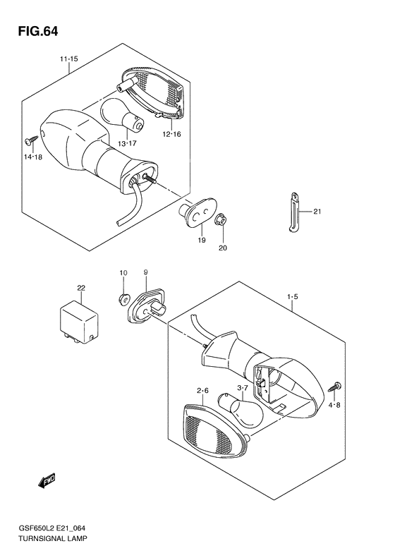 Turnsignal front & rear lamp              

                  Gsf650sal2 e21