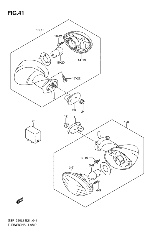 Turnsignal front & rear lamp              

                  Gsf1250l1 e21