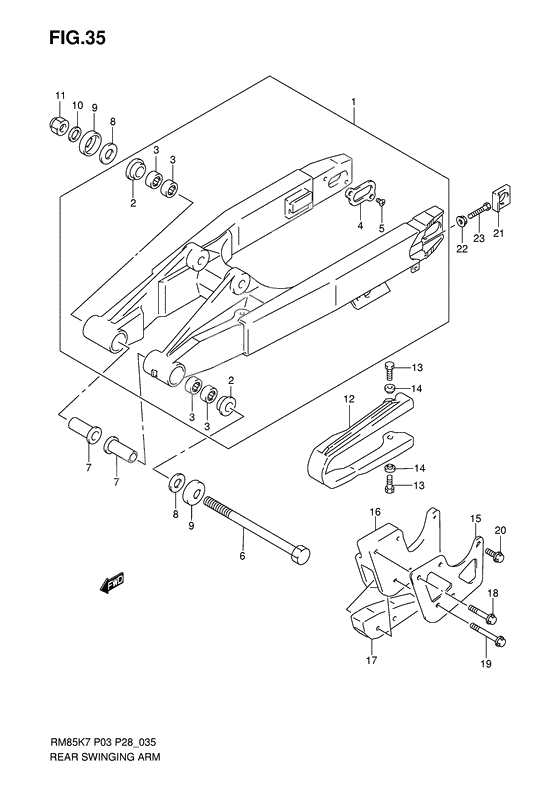 Rear swinging arm