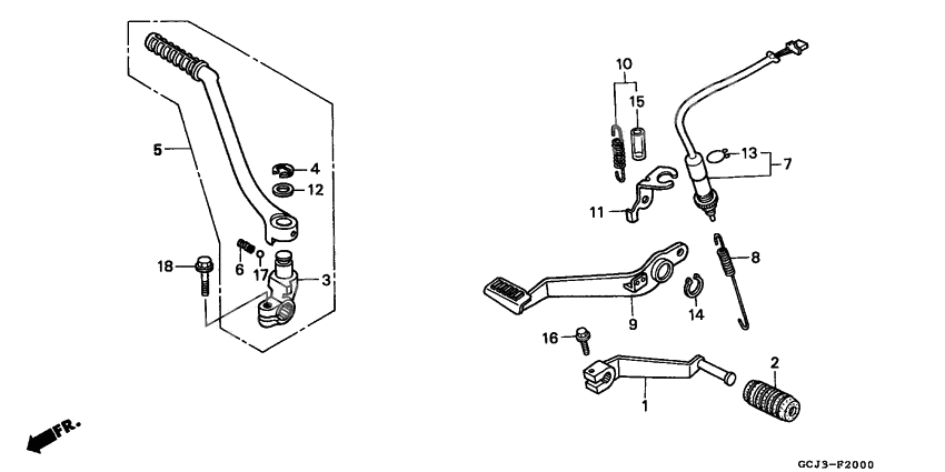 Pedal/kick starter arm