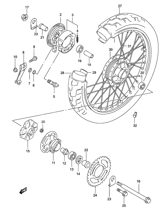 Rear wheel complete assy