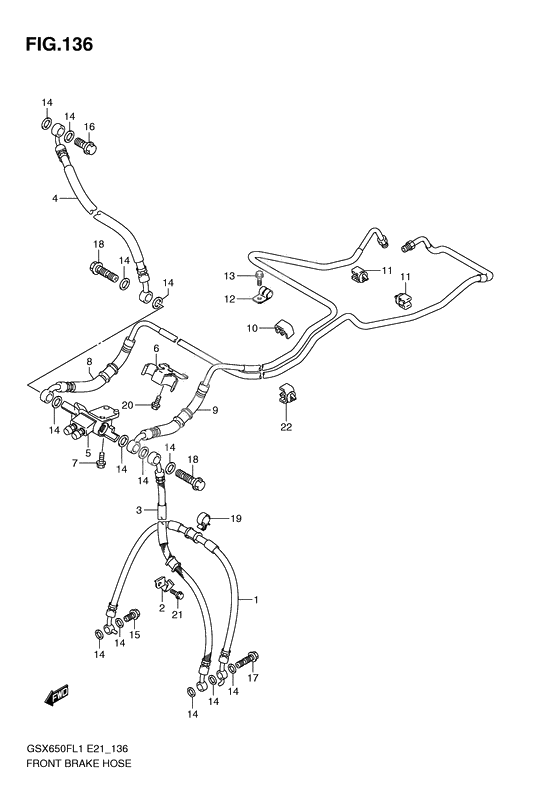 Front brake hose              

                  Gsx650fual1 e21