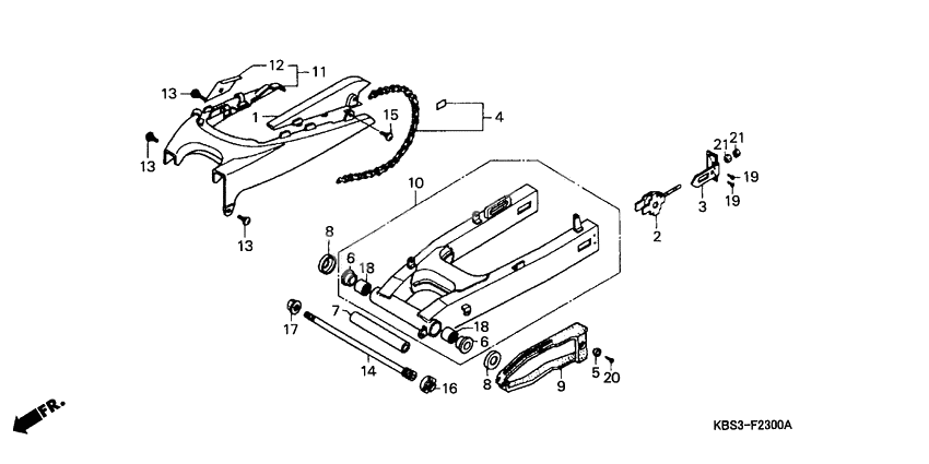 Swing arm/chain case
