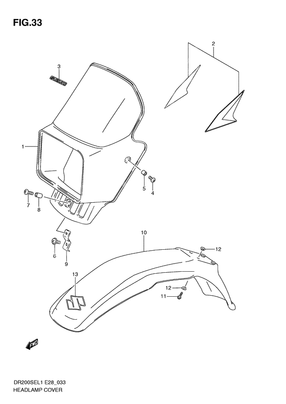 Headlamp cover front fender