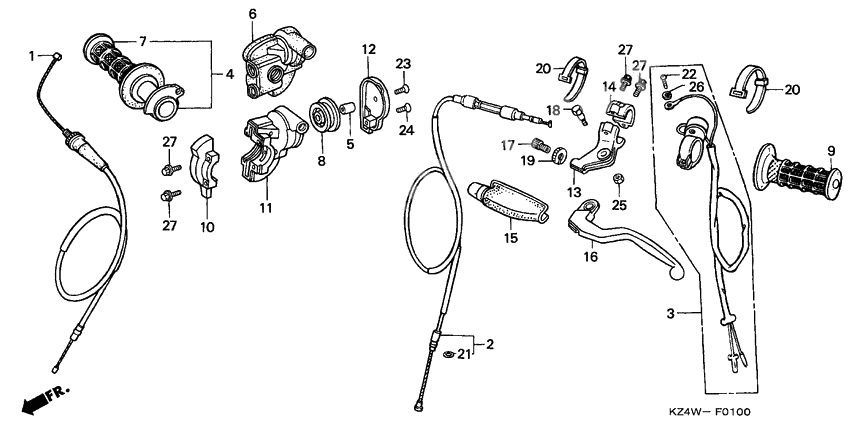 Handle lever/switch cable