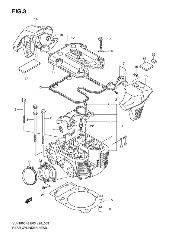 Rear cylinder head