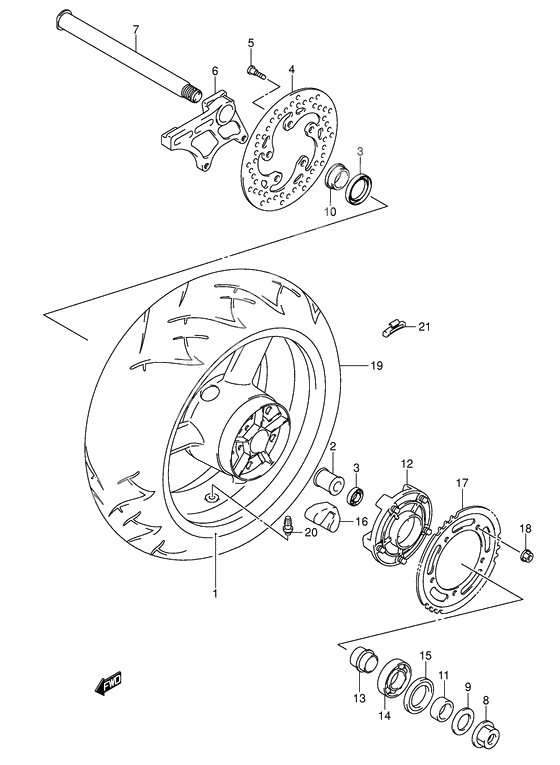 Rear wheel complete assy