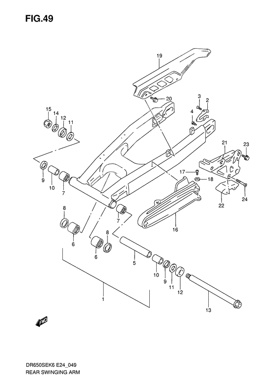 Rear swinging arm